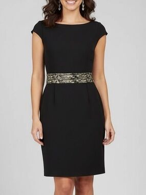 Alice + Olivia Women's Black Bodycon Burnout Elastic Panel waist zipper back